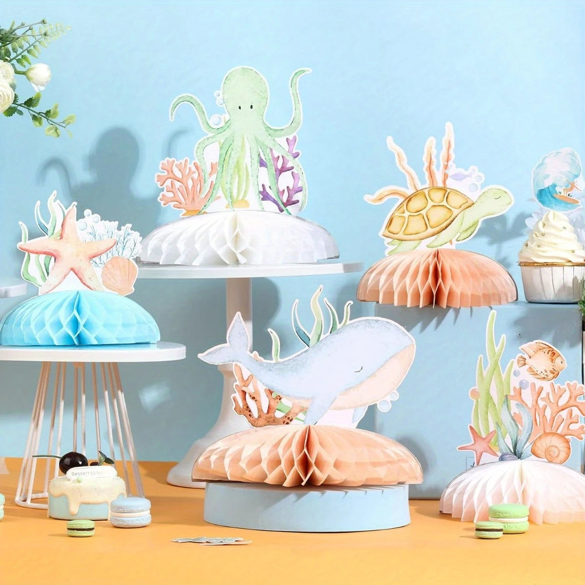 Ocean Sea Animals Honeycomb Decorations Pack of 8