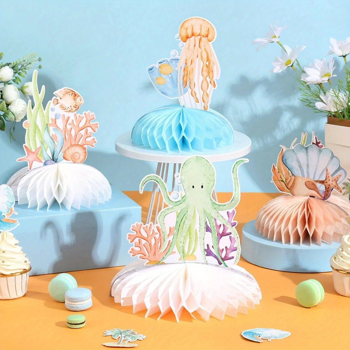 Ocean Sea Animals Honeycomb Decorations Pack of 8
