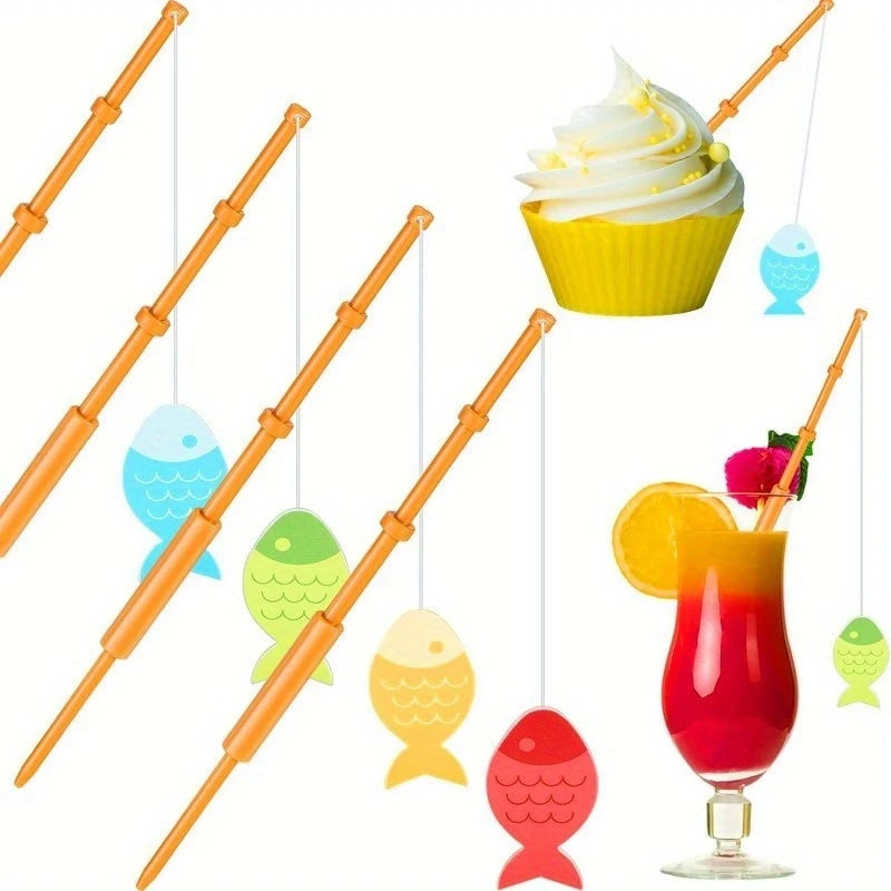 Mini Fishing Rod Cake Toppers Pack of 10
