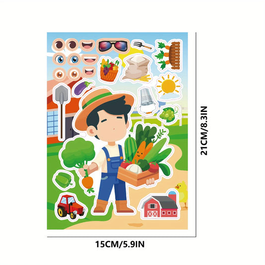 Farm Animal Stickers DIY Sheets pack of 12