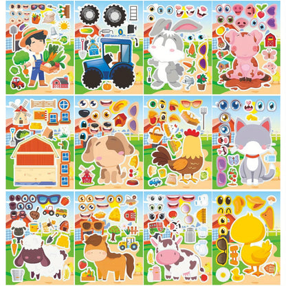 Farm Animal Stickers DIY Sheets pack of 12