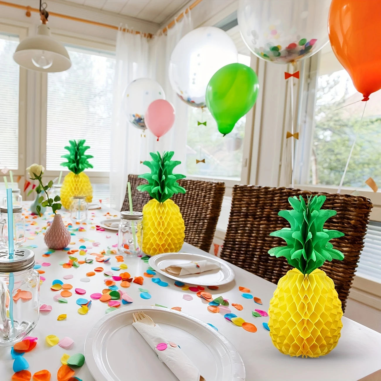 Tropical Honeycomb Pineapple Decorations Pack of 5