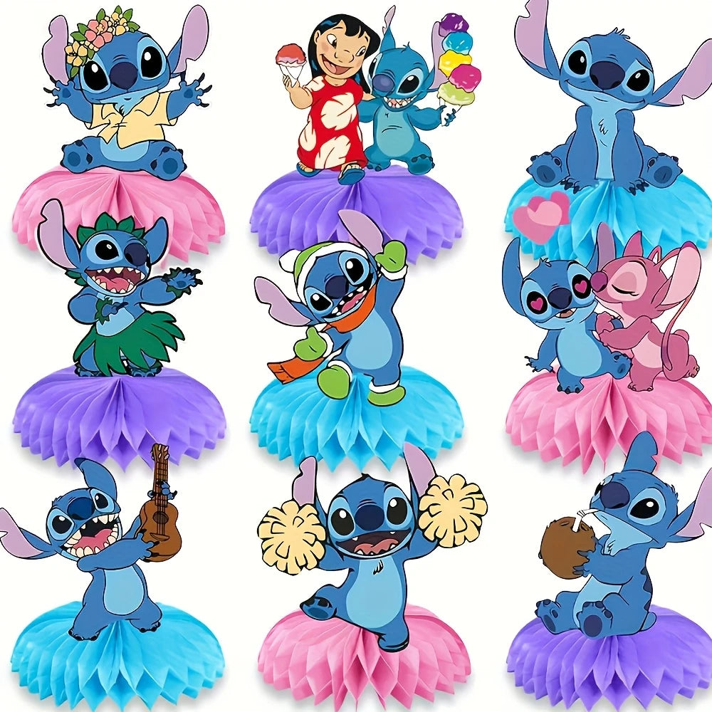 Stitch Honeycomb Decorations Pack of 9