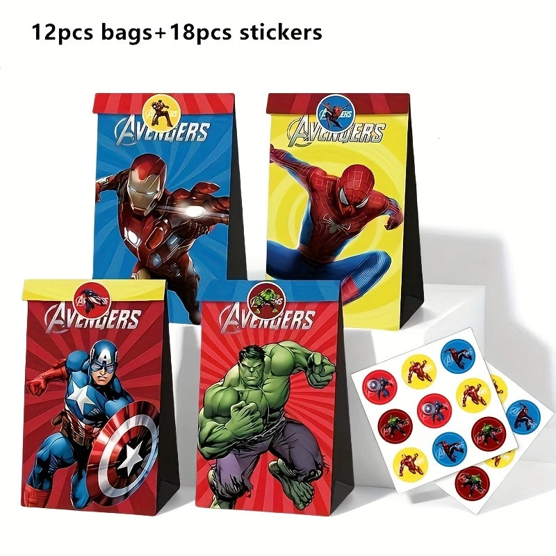 Marvel Avengers Paper Bags with Stickers Pack of 12