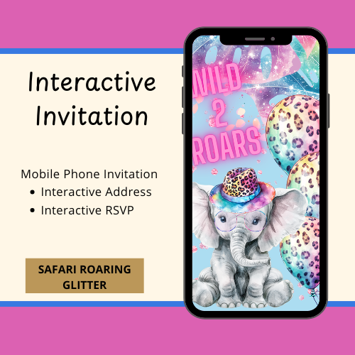 Roaring Safari Glitter Interactive Editable Video Invitation