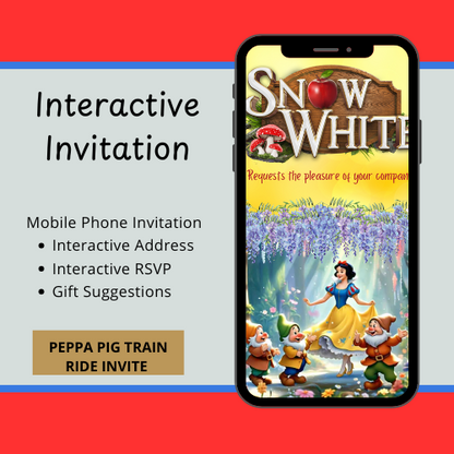 Snow White and the Seven Dwarfs Interactive Editable Video Invitation