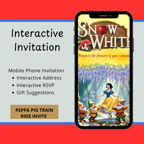 Snow White and the Seven Dwarfs Interactive Editable Video Invitation