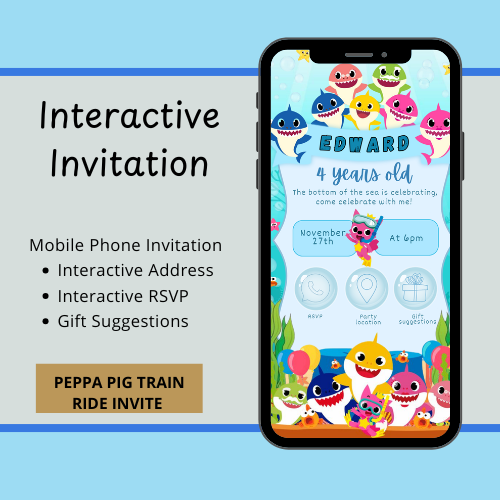 Baby Shark Interactive Editable Video Invitation