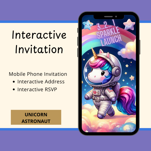 Unicorn Space Interactive Editable Video Invitation
