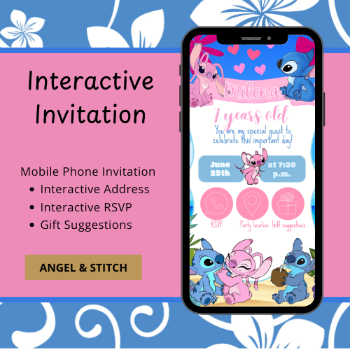 Angel & Stitch Interactive Digital Invitation – Cute, Tropical & Totally Custom