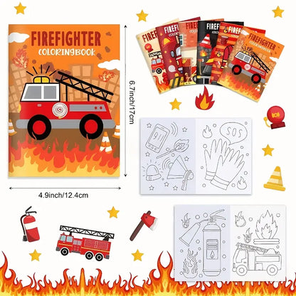 Fire-Themed Mini Color Books Pack of 6