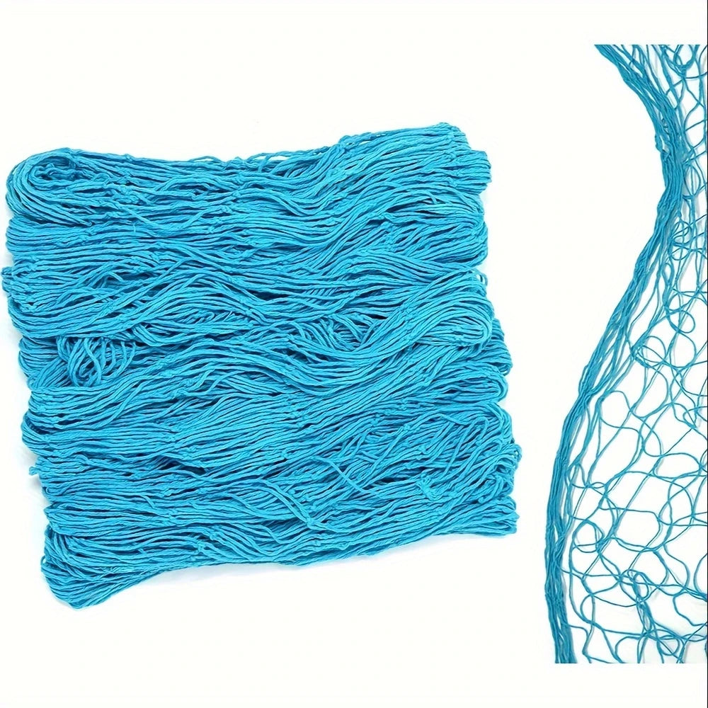 Vibrant Teal Blue Fish Net Decoration