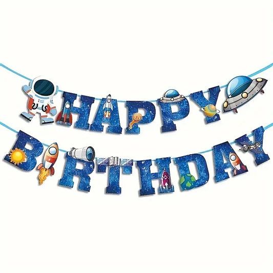 Astronaut Space Happy Birthday Paper Banner
