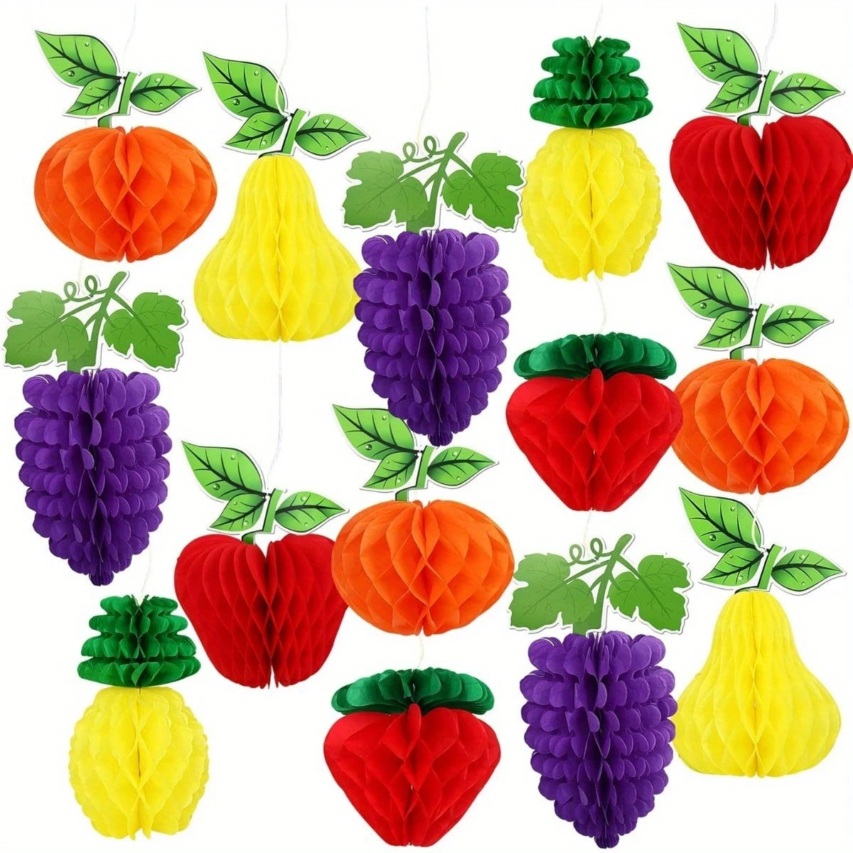 Fruits Honeycomb Hanging Decorations Pack of 12