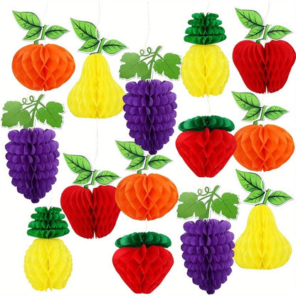 Fruits Honeycomb Hanging Decorations Pack of 12