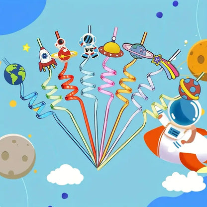Space-Themed Reusable Straws Pack of 16