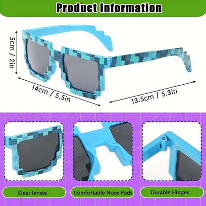 Minecraft Pixel Plastic Sunglasses Multi Colour Pack of 10