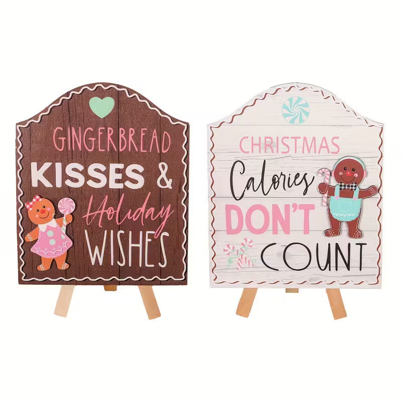 Christmas Party Decoration Cute Gingerbread Wooden Table Top Signs