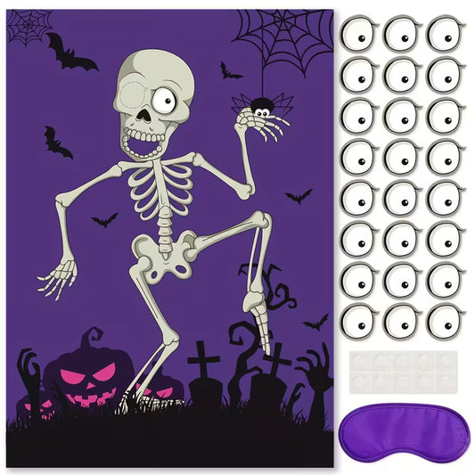 Pin The Eyeball on Mr.Bone Party Game