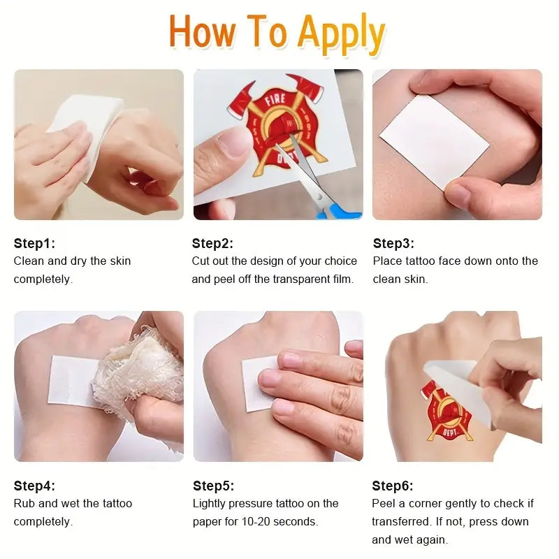 Firefighter Temporary Tattoos Pack of 12 Sheets