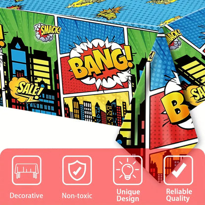 Superhero Themed Plastic Tablecloth