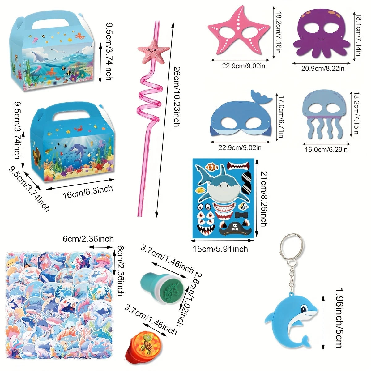 Sea Animal Theme Birthday Party Favors For 12 Guests