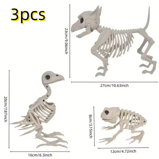 Realistic Plastic Animal Skull Decoration Pack of 3