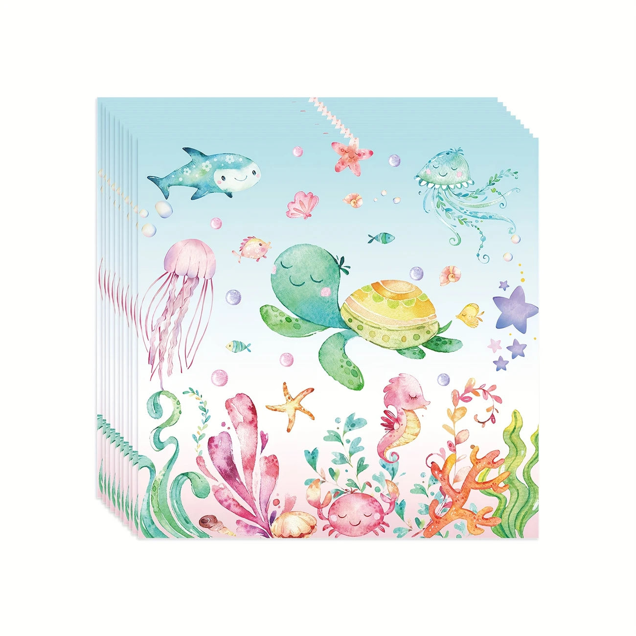 Ocean Theme Under the Sea Birthday Party Tableware Set for 20 Guests
