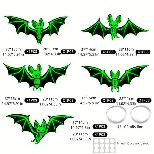 Halloween Glow-in-the-Dark Bats Pack of 10
