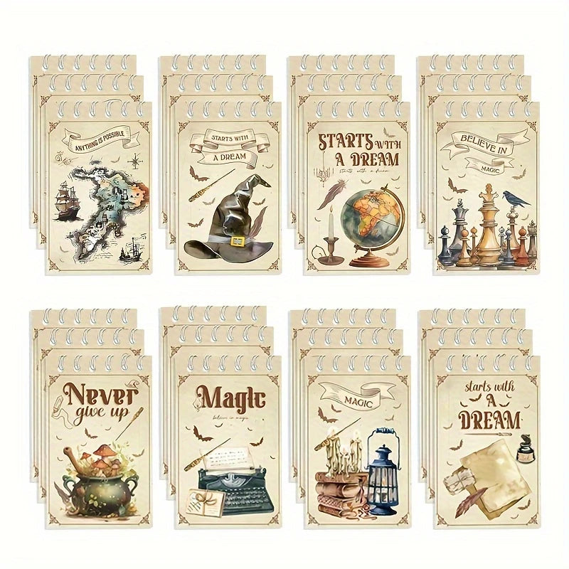 Magical Wizard Themed Spiral Mini Notebook Favors Pack of 8