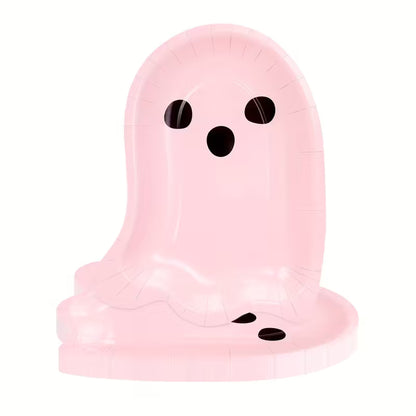 Light Pink Cute Boo Ghost Shaped Paper Plates Pack of 10