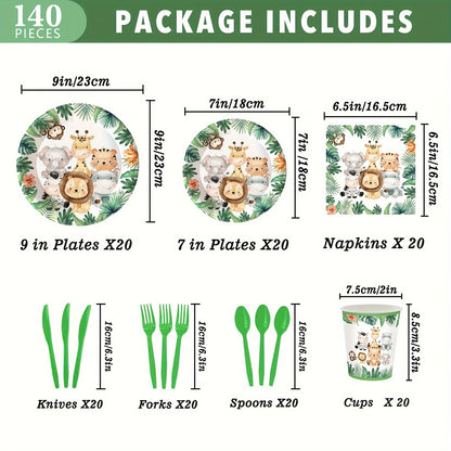 Jungle Safari Party Tableware Set for 20 Guests