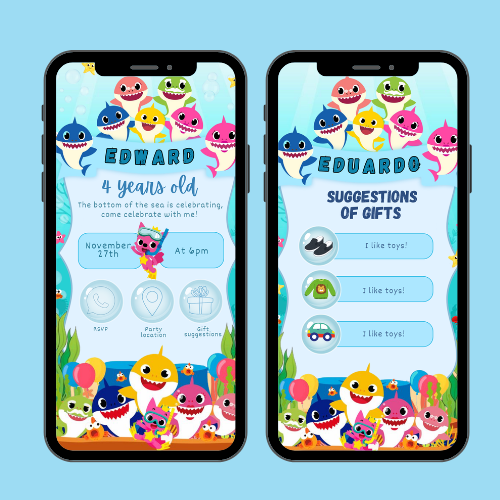 Baby Shark Interactive Editable Video Invitation