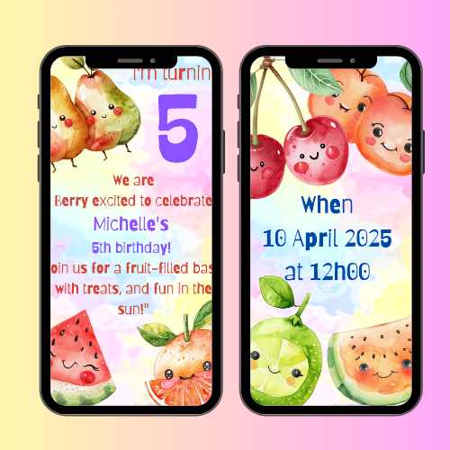 Pastel Berry Fruit Interactive Editable Video Invitation