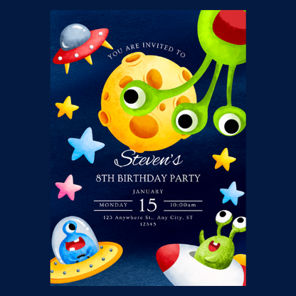 Alien Invasion Editable Invitation
