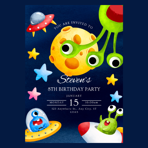 Alien Invasion Editable Invitation