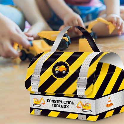 Construction Excavator Hand Carry Paper Party Boxes Pack of 12
