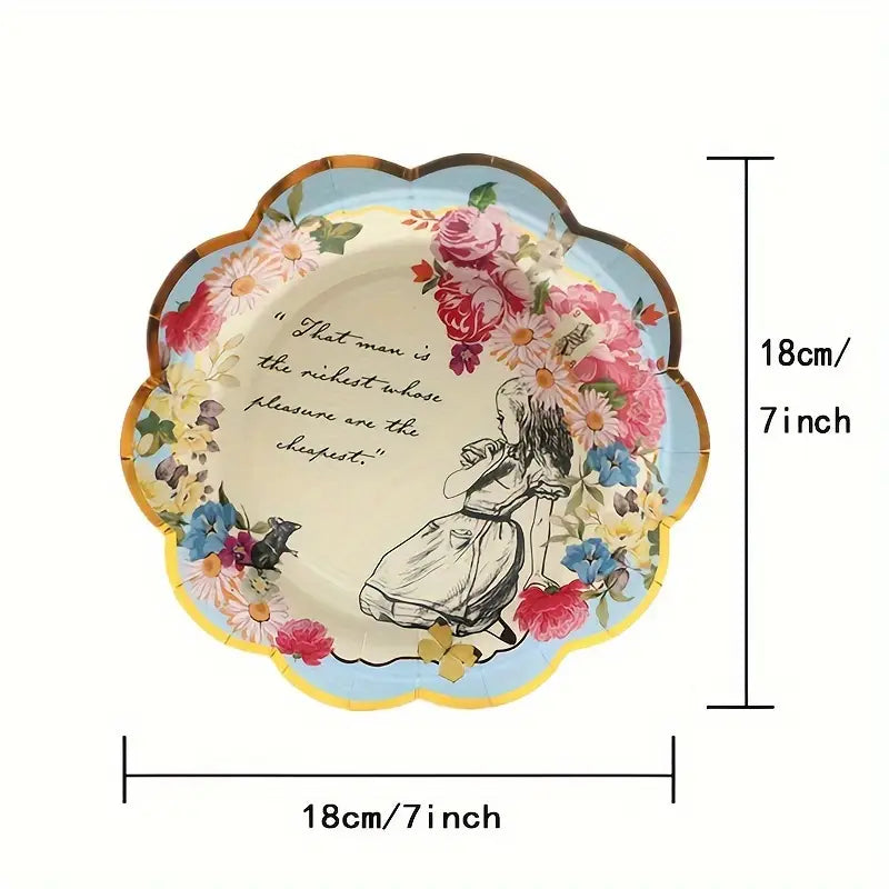 Alice in Wonderland Vintage Dessert Paper Plates Pack of 12