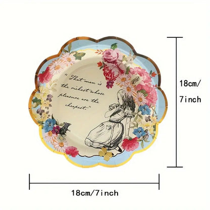 Alice in Wonderland Vintage Dessert Paper Plates Pack of 12