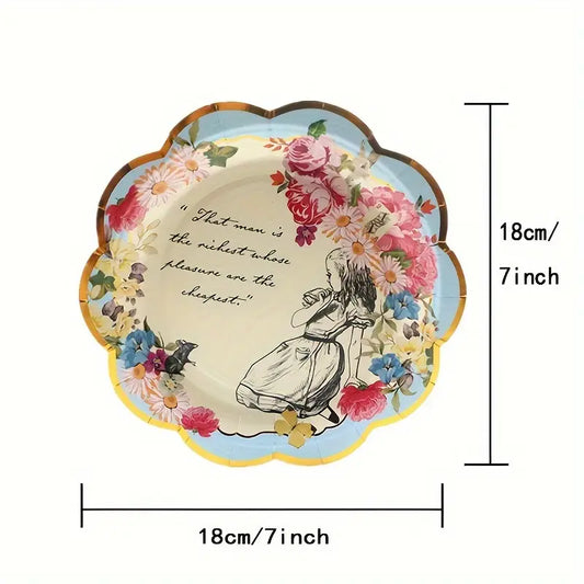 Alice in Wonderland Vintage Dessert Paper Plates Pack of 12