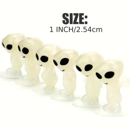 Glow-in-the-Dark Mini Alien Figurines Pack of 6