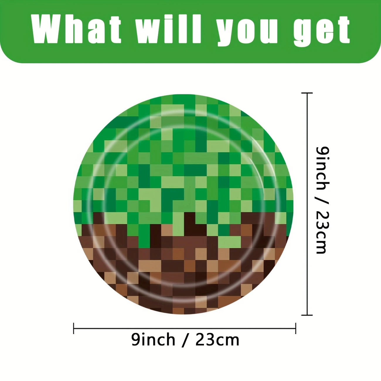 Minecraft Pixel Paper Dinner Plates Pack of 10