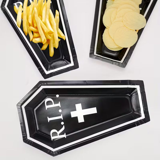 Halloween Paper Plate RIP Coffin Shape Pack of 10