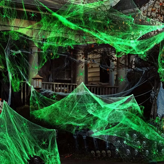 Glow-in-the-Dark Spider Web + 40 Fake Spiders