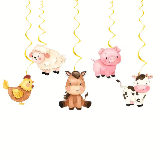 Farm Animal Swirl Hanging Decor Pack of 10