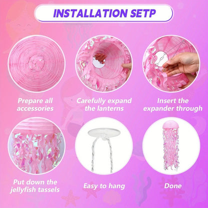 Jellyfish Lanterns for Under The Sea & Mermaid Party Decor Pack of 8
