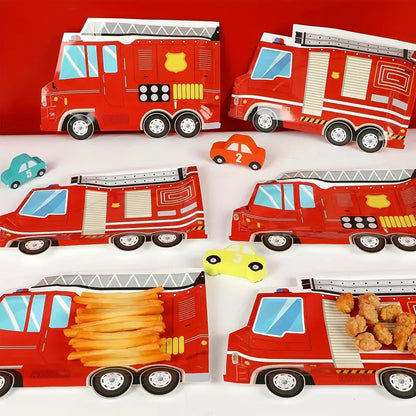 Fire Truck Shaped Birthday Plates Pack of 10