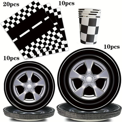 Racing Car Tableware Set for 10 Guests