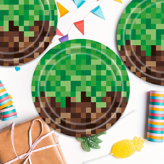 Minecraft Pixel Paper Dinner Plates Pack of 10