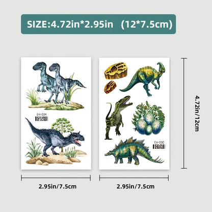 Realistic Dinosaur Temporary Tattoos 12 Sheets